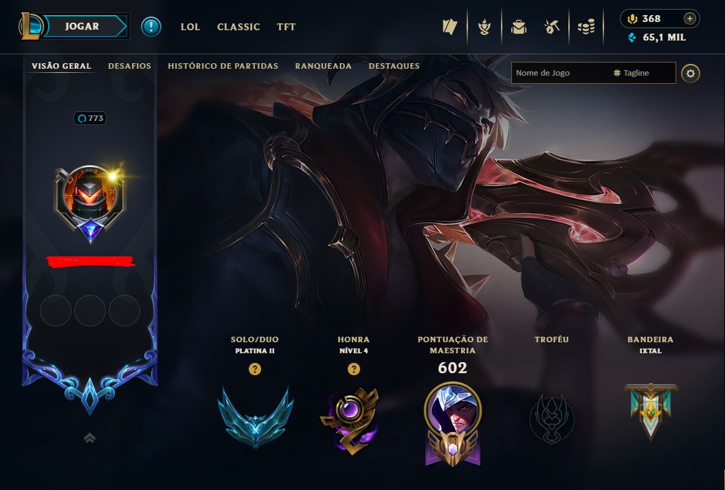 CONTA LOL: NÍVEL 773 | 278 SKINS | 5 ULTIMATE | 7 MÍTICAS | 31 LENDÁRIAS