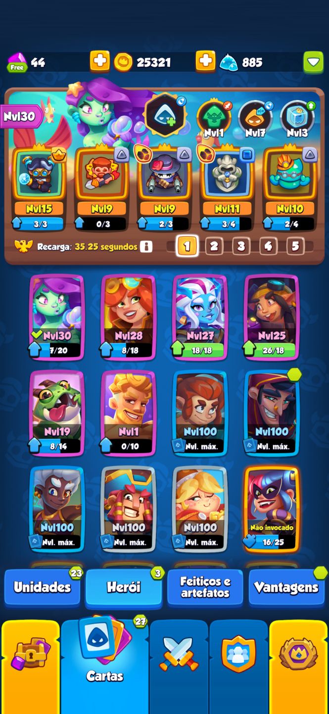 Conta de Rush Royale com 1652% de crítico e tesla full
