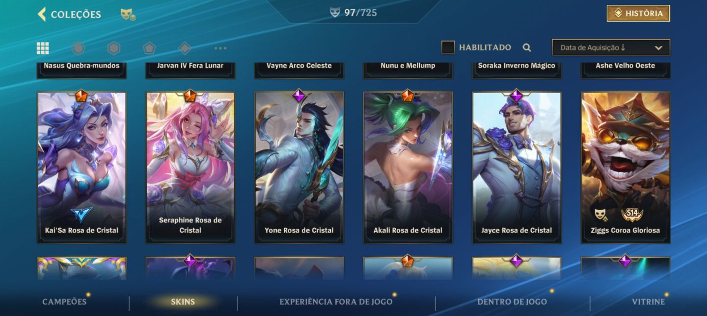 Conta wild rift com quase 100 skins