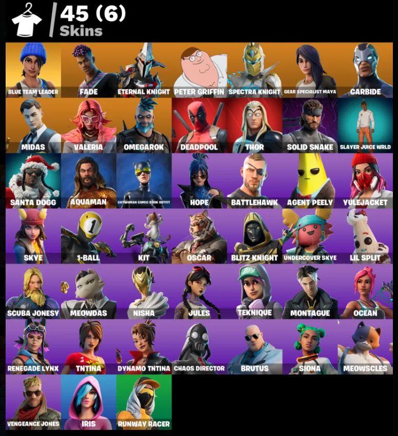 CONTA DE FORTINITE COM 45 SKINS, MIDAS DEADPOOL E LIDER DA EQUIPE AZUL E MUITO++