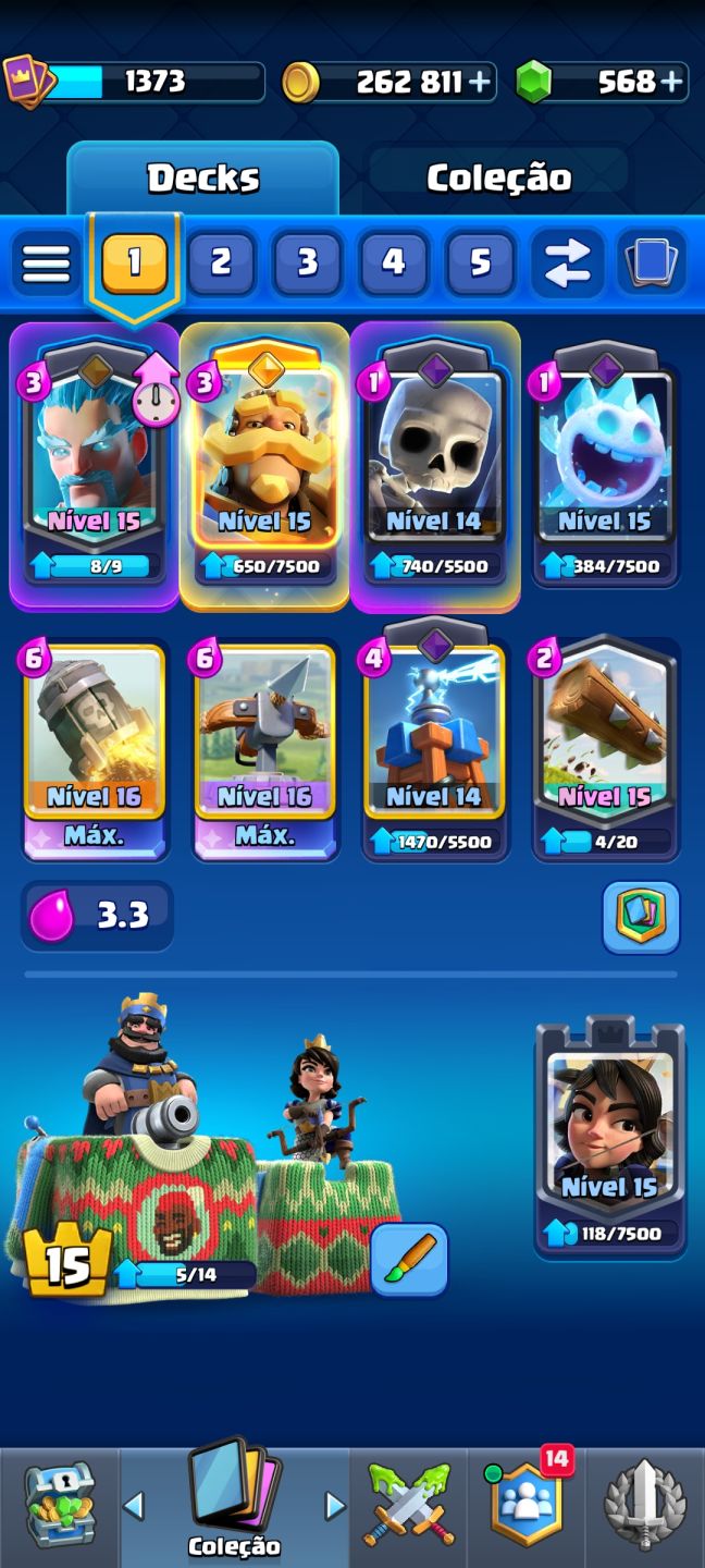 CLASH ROYALE 10K+ TROFÉUS | REI LVL 15 | 2 CARTAS LVL 16 | 568 GEMAS