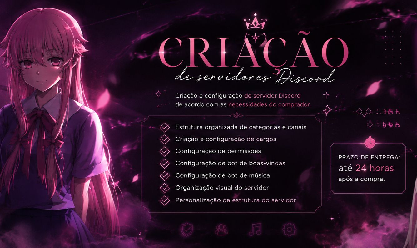 CRIAÇÃO DE SERVIDORES DISCORD PERSONALIZADOS