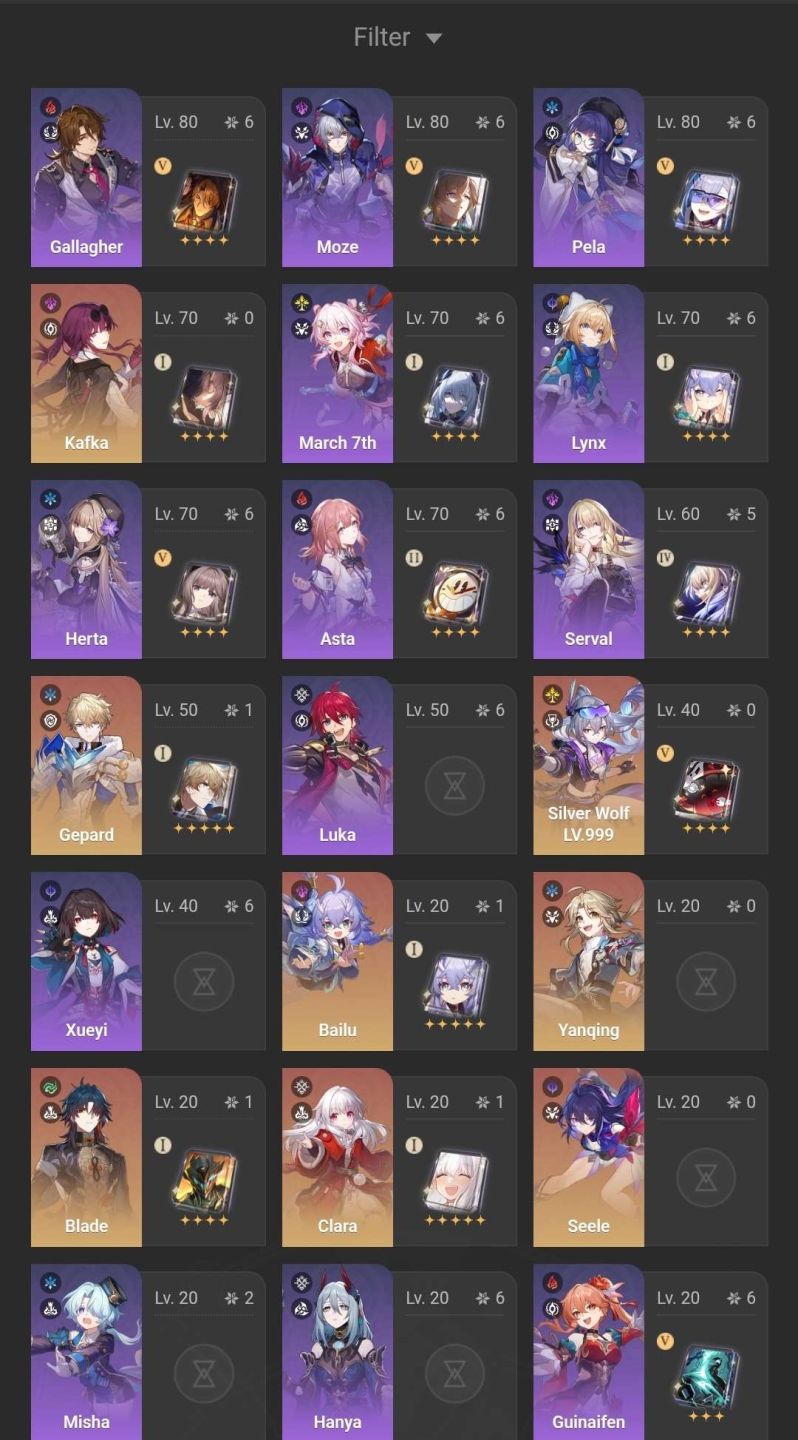CONTA COM FUGUE E1S1, MUITA GEMAS PRA PEGAR, MAIORIA DOS PERSONAGENS BUILDADOS