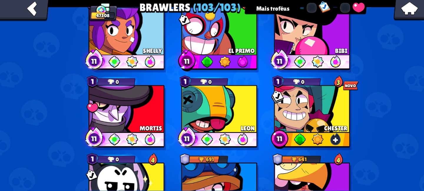 CONTA BRAWL STARS - RARA | 47K+ TROFÉUS | 52 HIPERCARGAS | SKINS EXCLUSIVAS