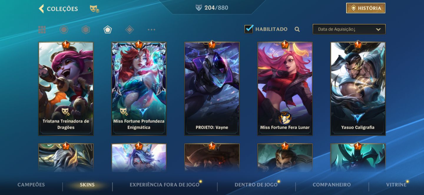 Conta antiga com vários itens e ícones! Rankeds gm em quase tudo, 1 challenger