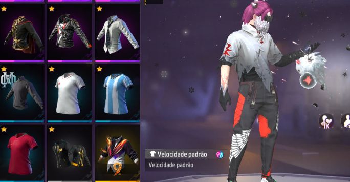 CONTA DE FREE FIRE COM CABELO ROSA, GENOS ONE PUNCHMAN, MANOMAX E ANJO VERMELHA