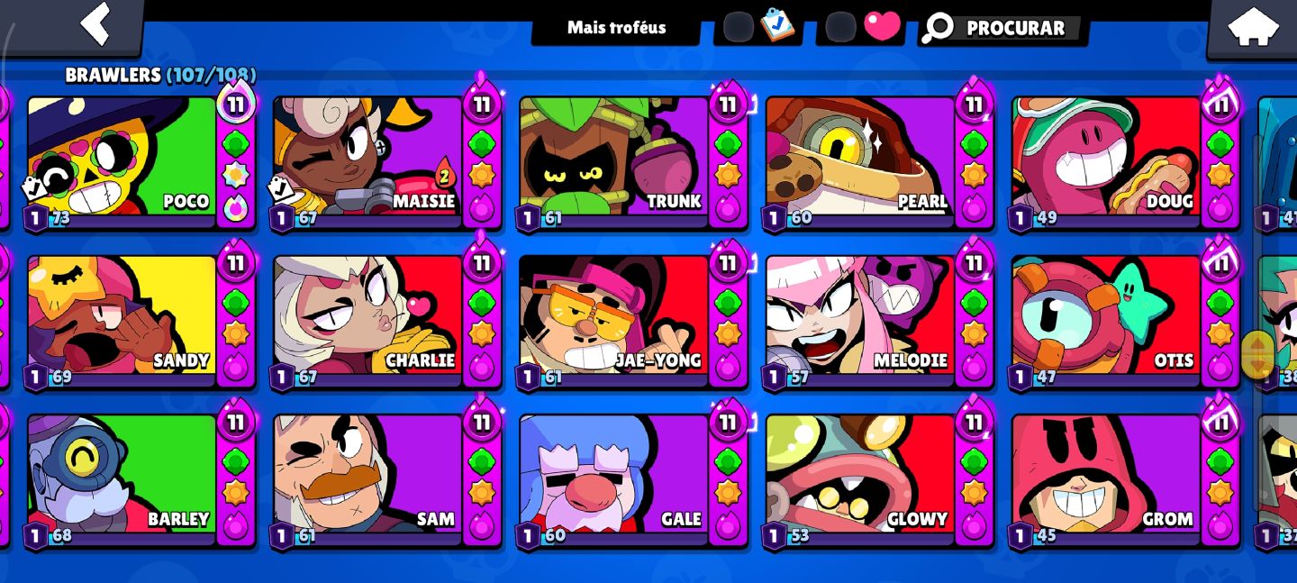 Conta brawl stars a venda +130K TROFÉUS E 97 BRAWLERS NO NÍVEL 11 + TODAS HIPER
