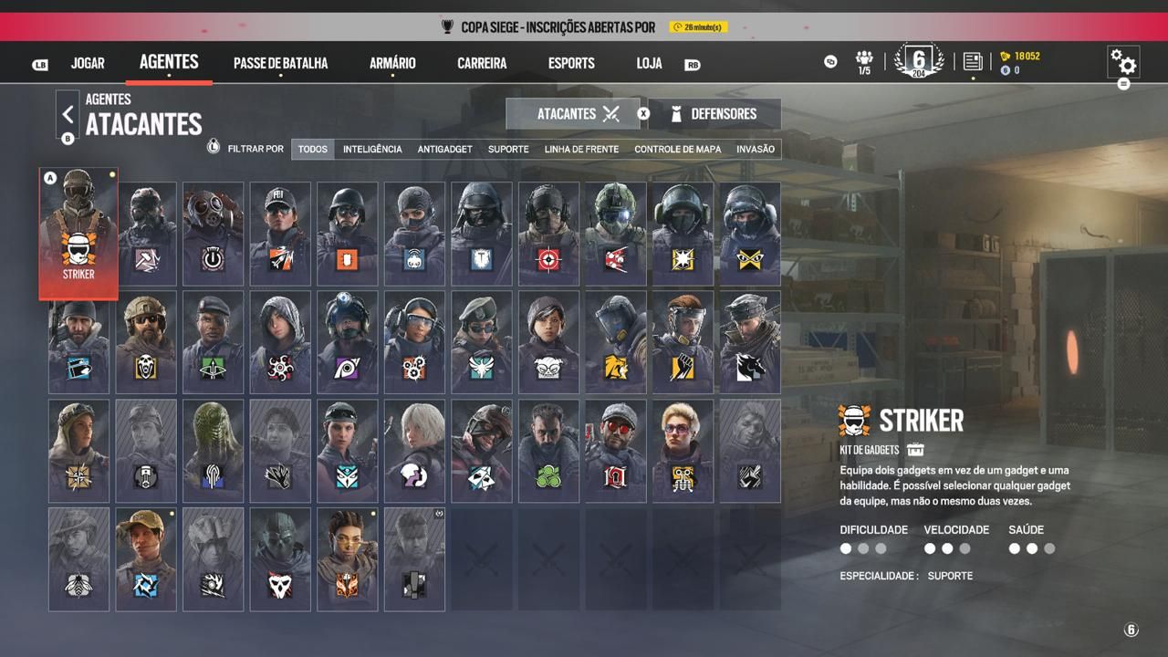 CONTA DE R6 COM MAIS DE 640 HORAS DE JOGO DIVERSAS SKINS E AGENTES, NÍVEL 204
