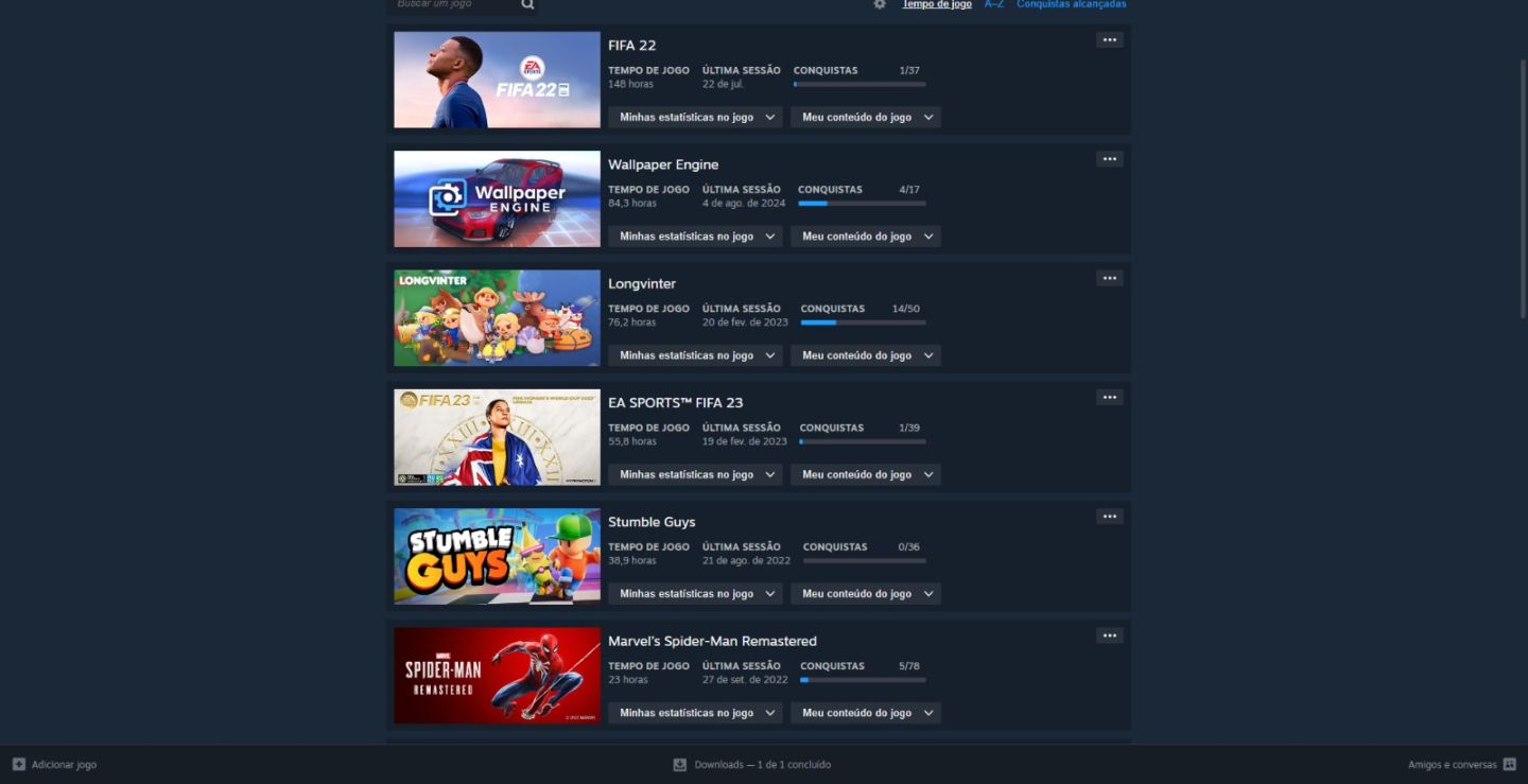 CONTA STEAM COM FIFA 22,23,SPIDER MANE DAYS GONE