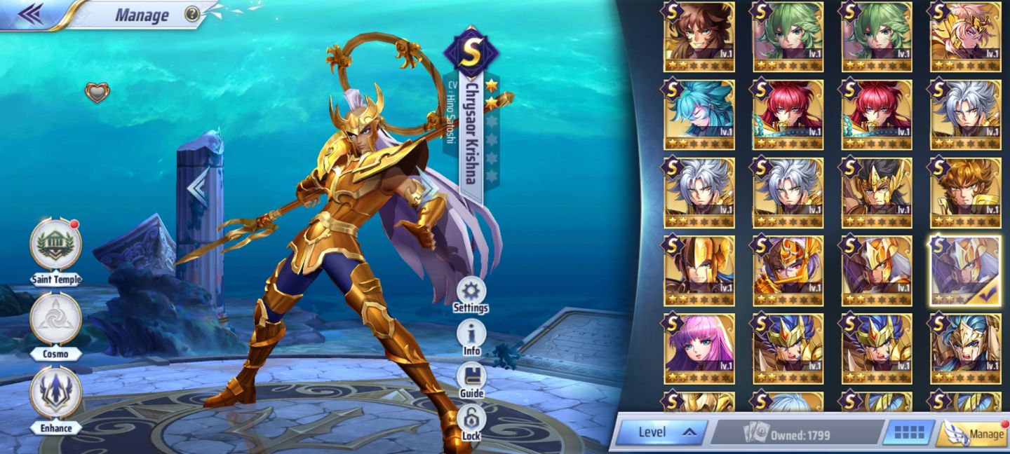 Conta saint seiya awakening servidor 150