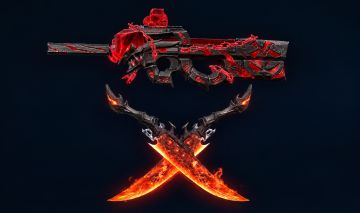P90 Cristal Hematico + FACA Laminas Duplas - BLOOD STRIKE