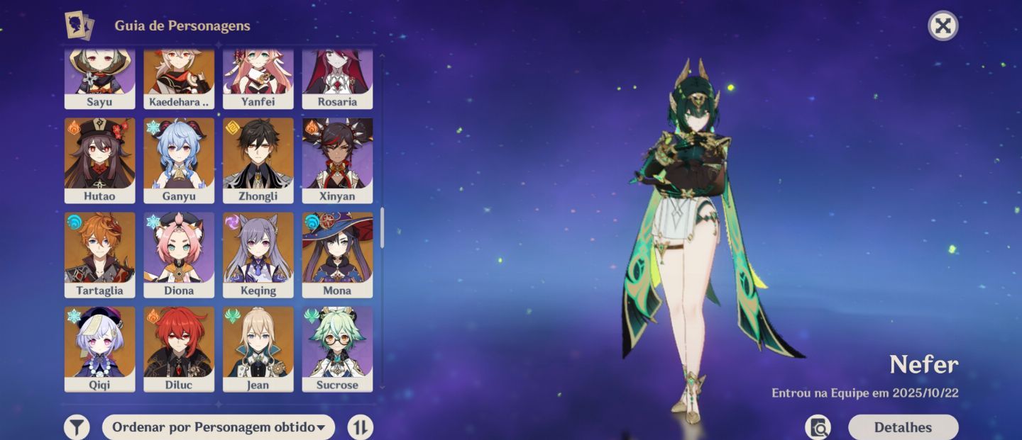 Conta Genshin Impact com vários personagens T5 incluindo os TOp meta DPS.