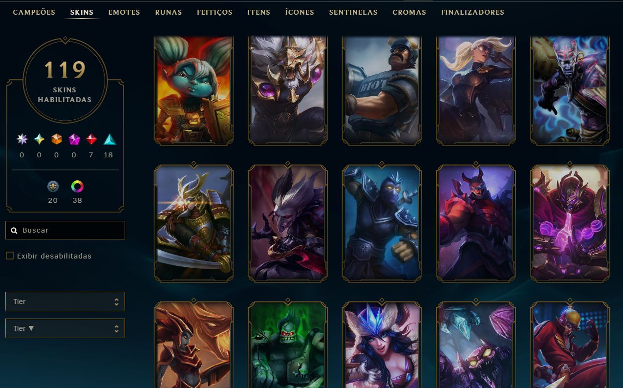 CONTA LOL MESTRE 200PDL+ / LV 101 / 119 SKINS / TODOS CHAMPS / FULL ACESSO DADOS
