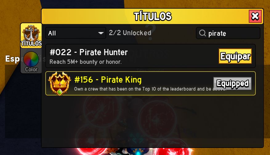 Conta com titulo mais desejado o famoso "PIRATE KING"