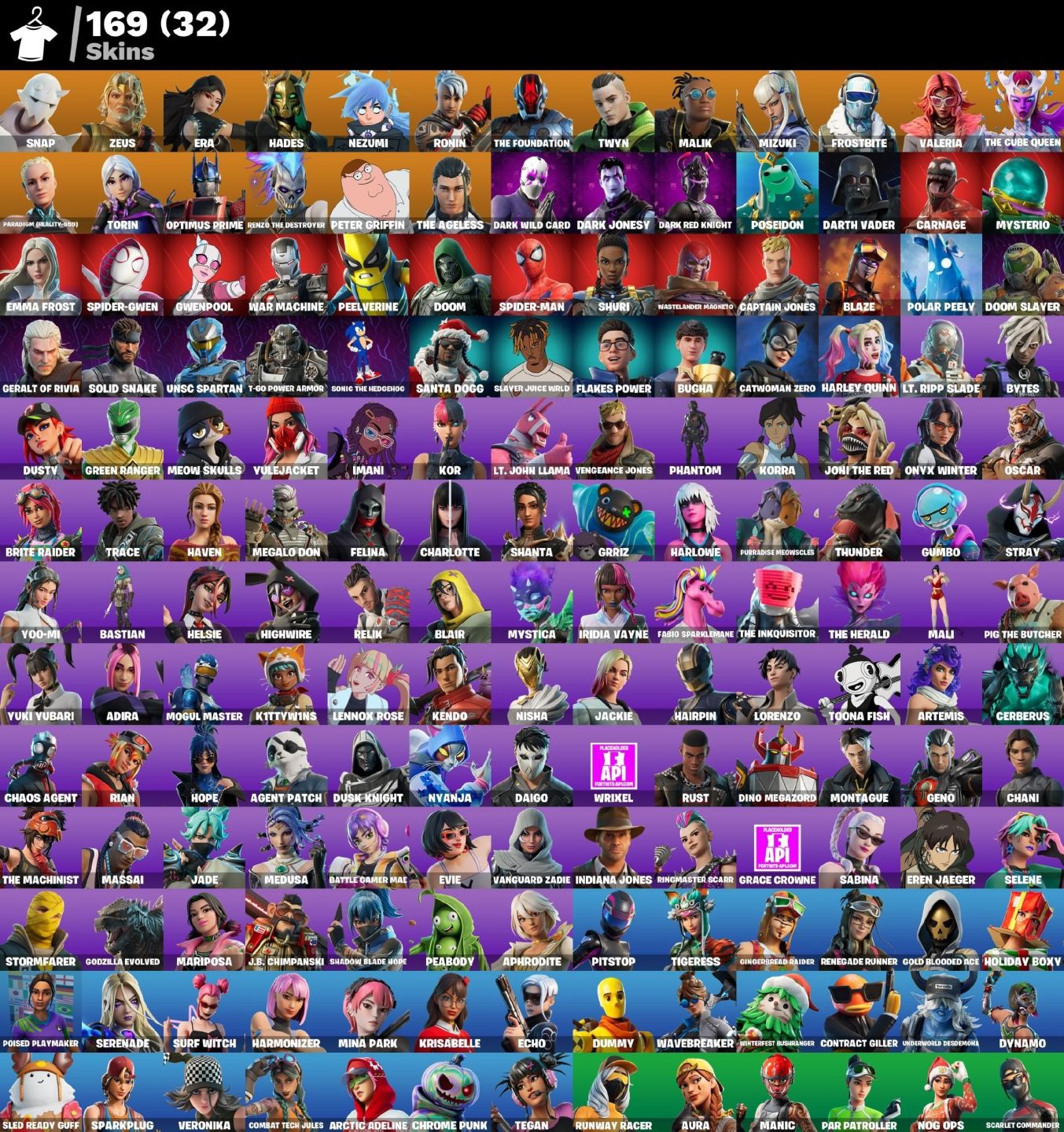 CONTA FORTNITE BOA | 169 SKINS | PETER GRFFIN | SKINS MARVEL | HARLEY QUINN e +