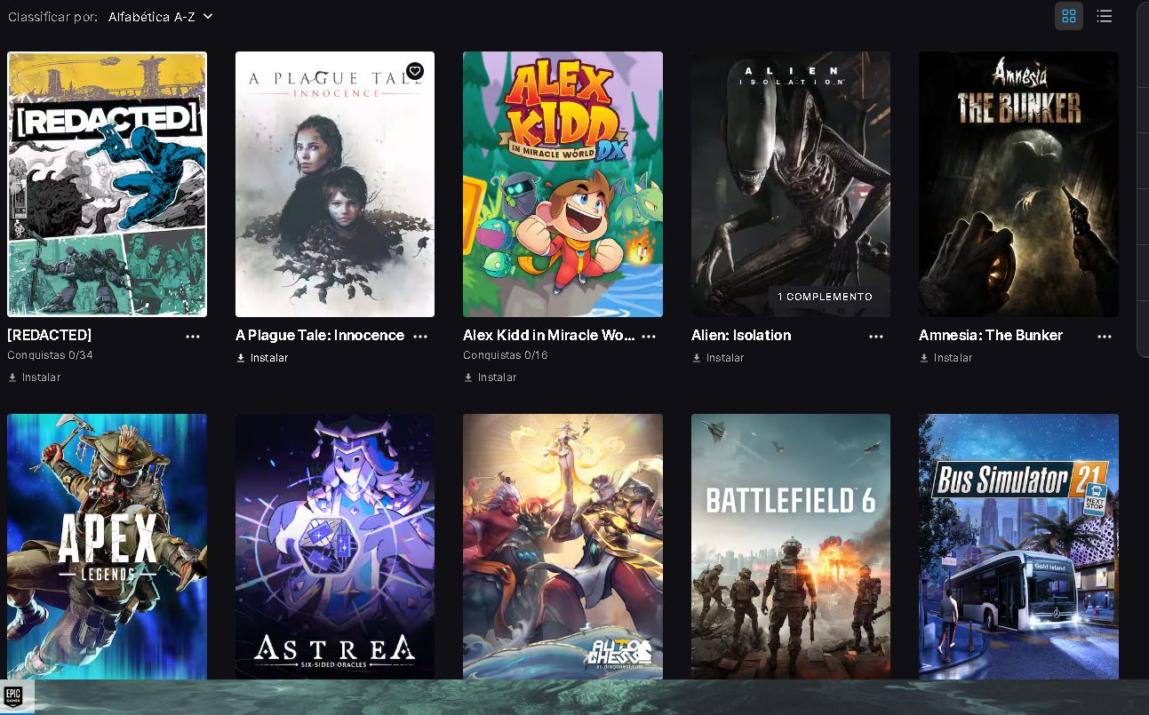 Conta Epic Games com mais de 70 games..