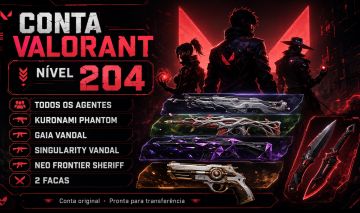 Valorant Nível 204 Kuronami Phantom Gaia + Singularity Vandal 2 Facas