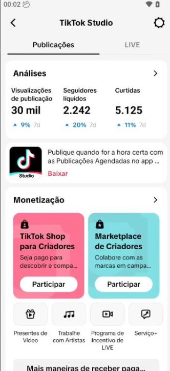TIK TOK COM LIVE CELL ESTÚDIO + ALTO ENGAJAMENTO+ALTA QUALIDADE+13.000 SEGUIDOR