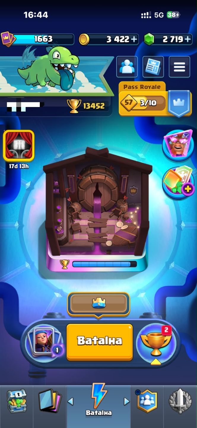 Conta Clash royale 13.5k trofeus com varias cartas lvl 16