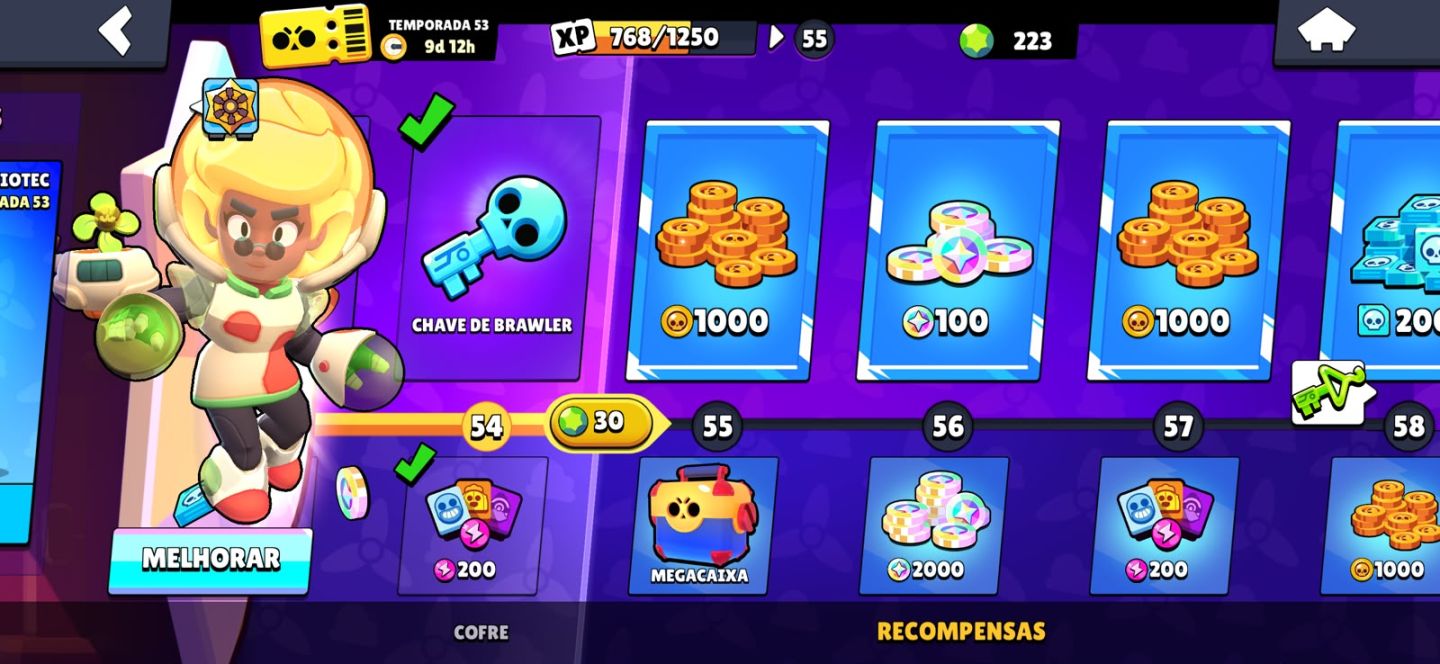 Conta BrawlStars ENDGAME - 50 LVL 11 - 300 SKINS - FULL BUFFIES - Passe Ativo