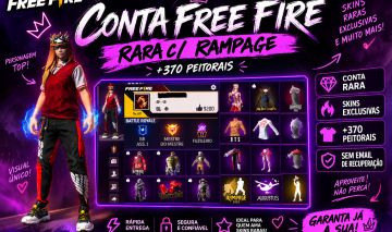 CONTA FREE FIRE RARA C/ RAMPAGE,+370 PEITORAIS -SEM EMAIL DE RECUPERAÇÃO