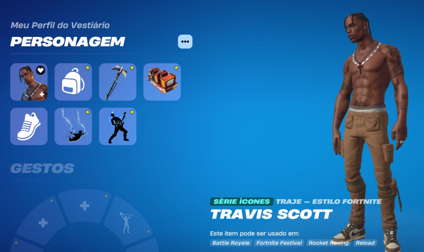Conta FORTNITE com o TRAVIS SCOTT com os 2 Emotes Dele!