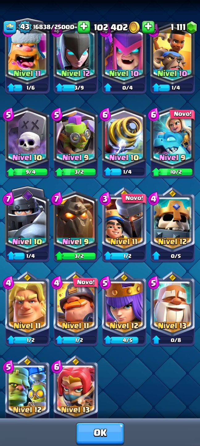 Conta de Clash Royale com 8 anos, +1100 gemas para troca de nome.