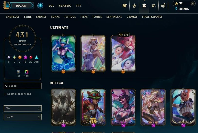 Conta Lol Diamante 2 431 Skins Ex Mestre C Yone Pacificador Main Yasuo Ex Gm