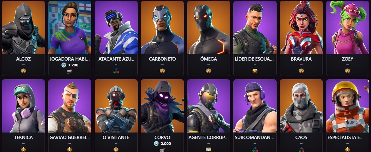 CONTA FORTNITE SKIN ANTIGAS