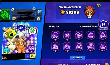 PROMOÇÃO POR UMA SEMANA! CONTA BRAWL STARS 99K TROFÉUS, 317 SKINS, 87 PRESTÍGIOS