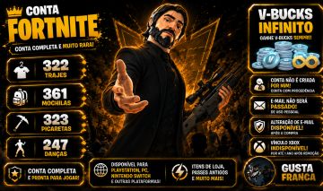 CONTA RARA FORTNITE 322 SKINS + SW OG E MUITOS PASSES ANTIGOS