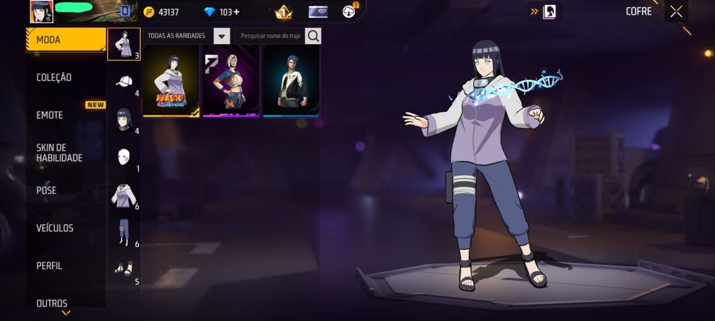 CONTA FF COMPLETA NV 15 - PARCERIA NARUTO (HINATA) + MP40 RAINHA DO T.R.A + M188
