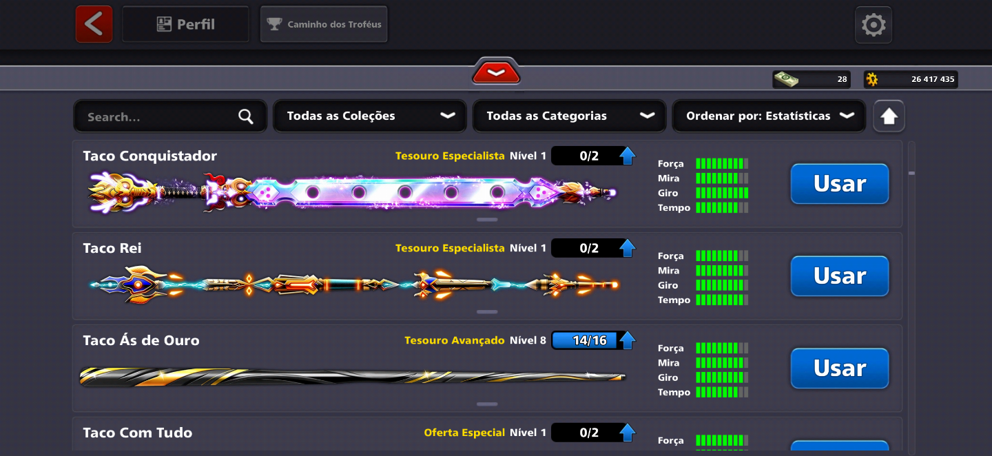 Conta 8 Ball Pool (13 Tacos Full + Diamante Negro + ID Antigo )