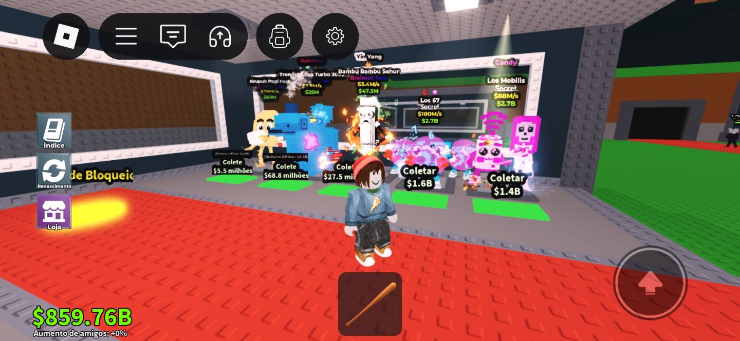 Conta de roube um brainrot com novo brainrot los mobinis candy e los 67 de 180m.