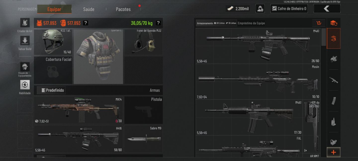 OFERTA (CONTAS ARENA BREAKOUT MOBILE) 4.7M ARMAZÉM + 2.2KK KOEN + CAIXA SEGURA