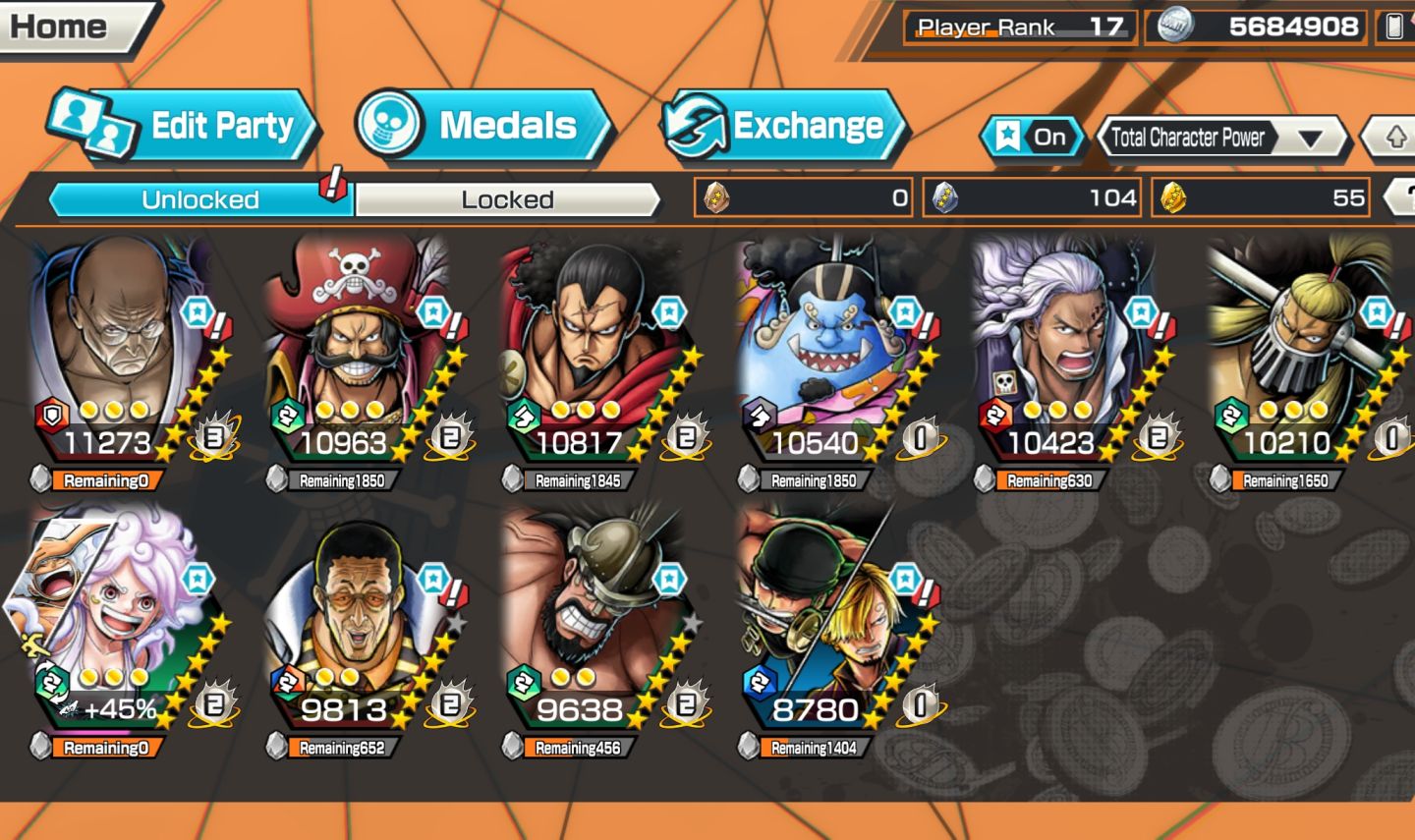 CONTA DE ONE PIECE BOUNTY RUSH COM EX NUSJURO B3/ROGER/KIZARU/BONNY NIKA/SANZORO