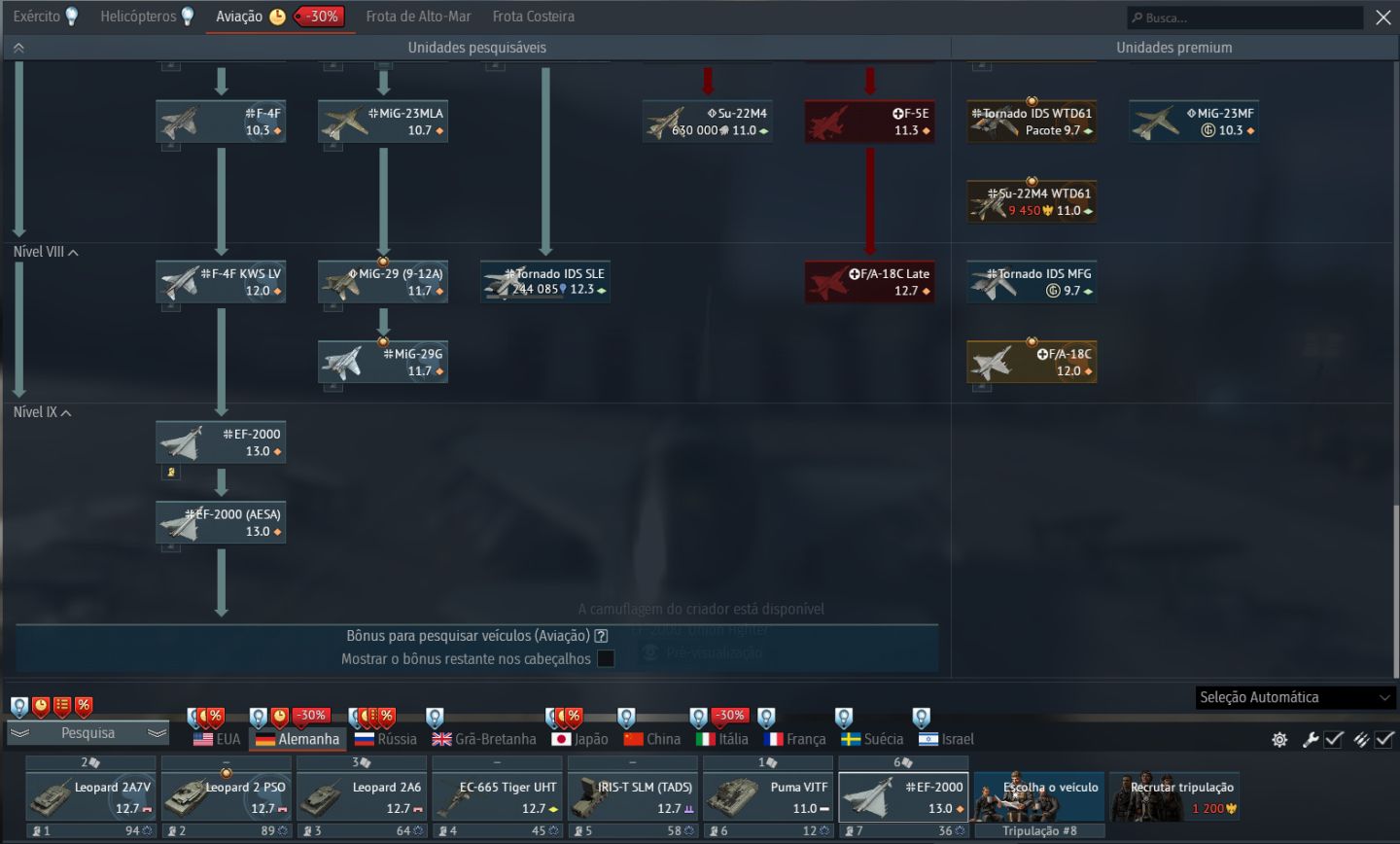 1 x Conta WarThunder com Alemanha/Russia FULL TOP TIER
