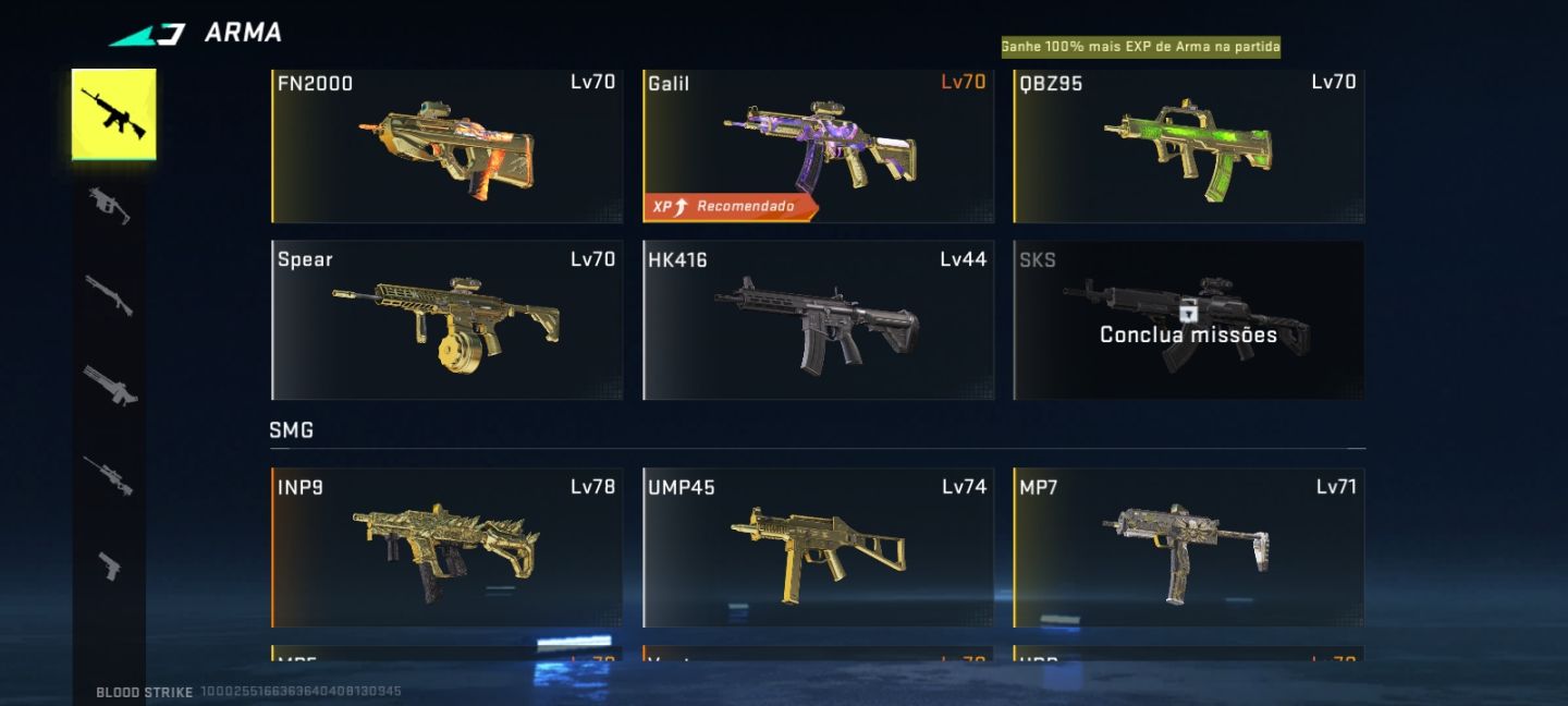 PRA SAIR RÁPIDO!! Conta Blood com 30+ skins de armas de abate