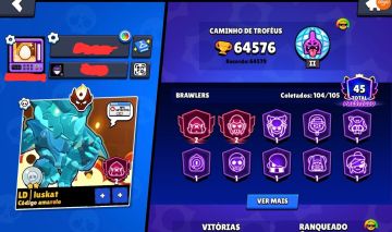 CONTA BRAWL STARS COMPLETA, 64.6K TROFÉUS, 104/106 BRAWLERS,[no Seu Email].
