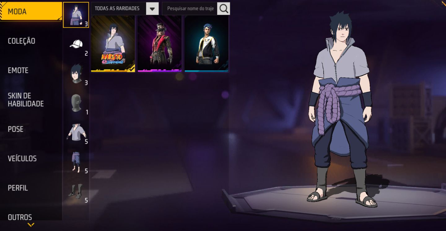 CONTA FREE FIRE BOT LV2 + CONJUNTO SASUKE + TROCA NICK