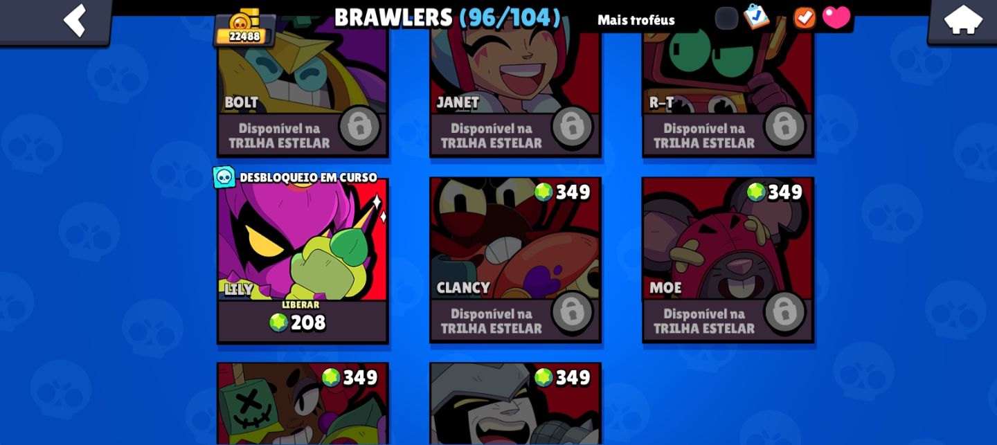 Conta de brawl stars de 2021 com diversos itens