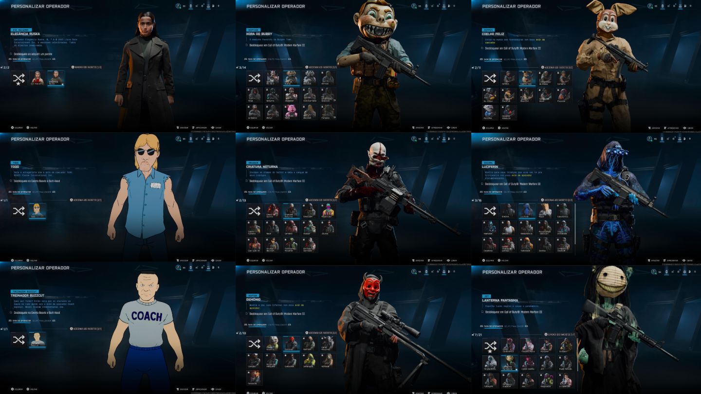 CONTA WARZONE VÁRIAS SKINS TRYHARDS, TERRIFER, SMILE, BALLERINA, CORVO E ETC.