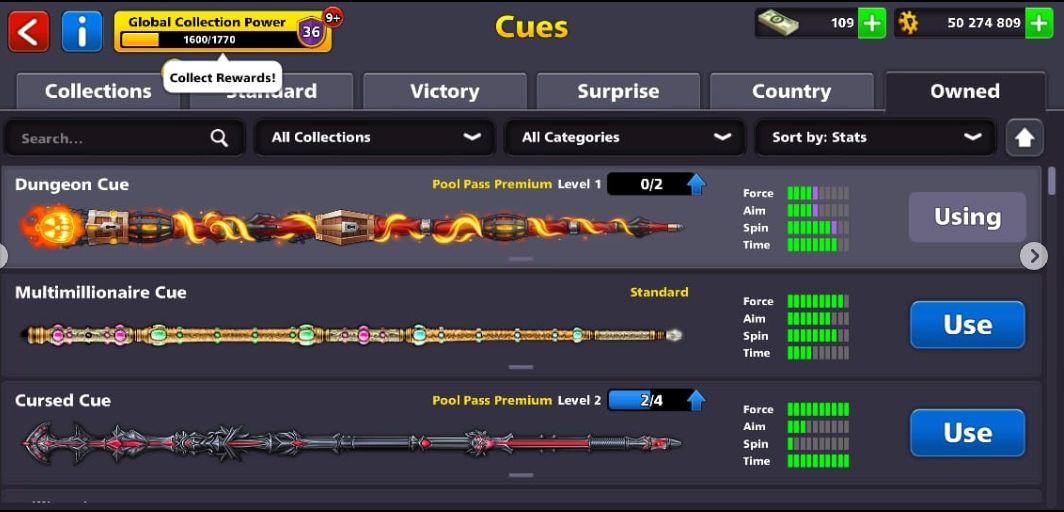 Contas de 50M, 100M e 500M de Fichas 8 Ball Pool!