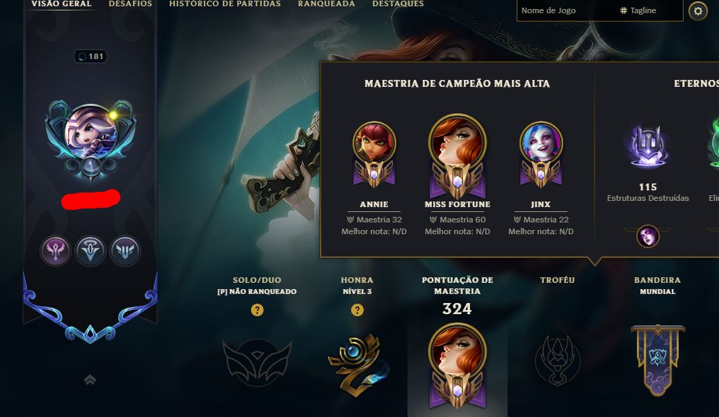 LEAGUE OF LEGENDS 84 SKINS NIVEL 181 UNRANKED