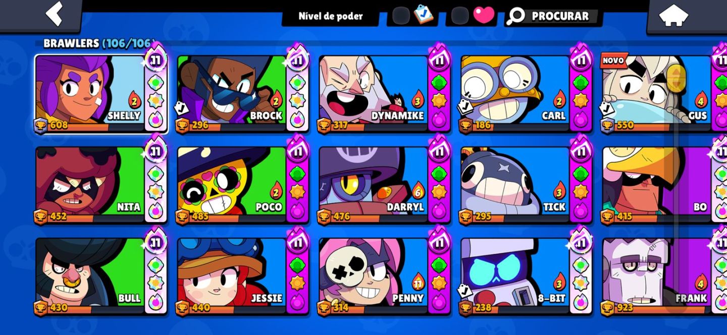 CONTA BRAWL STARS | 29.4K | BRAWLERS (106/106) |SHELLY ESTELAR+81 HIPERCARGAS