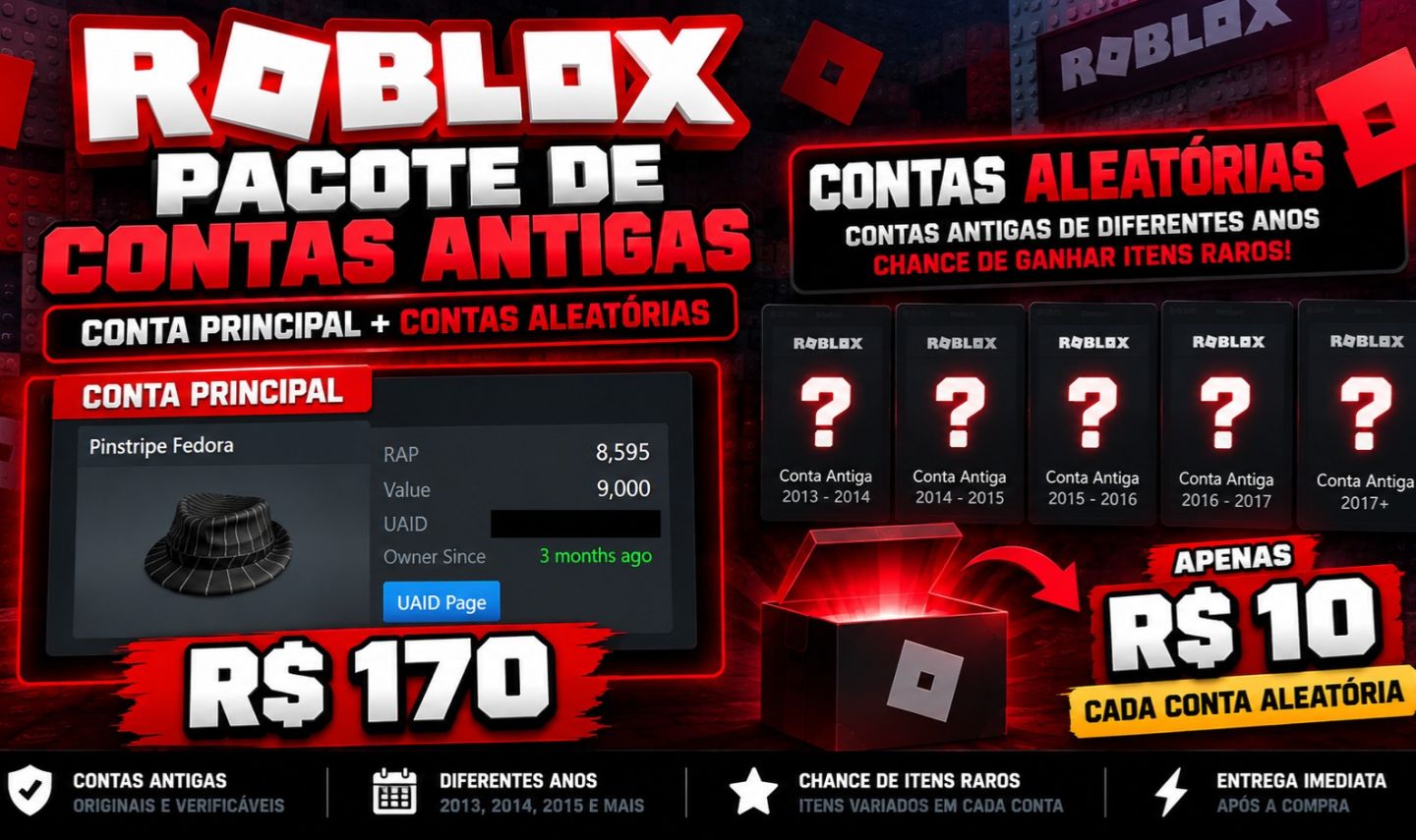 Contas Antigas Roblox (No precinho!)