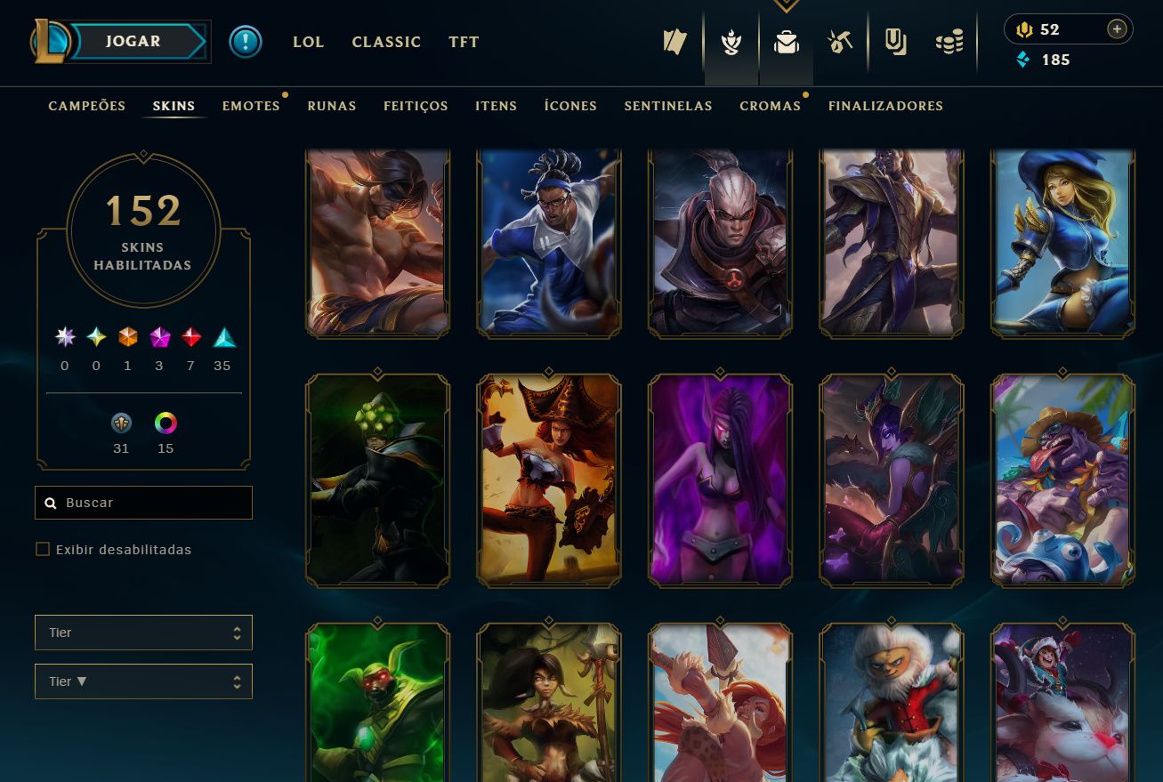 [ACESSO IMEDIATO] 152 Skins 165 Campeões