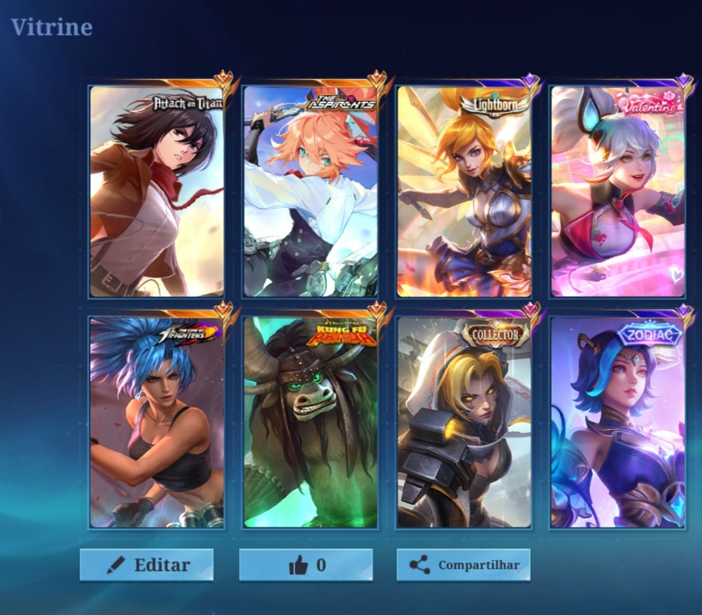 Conta mobile legends main Fanny mlbb com skin aspirante e mikasa atack on titan