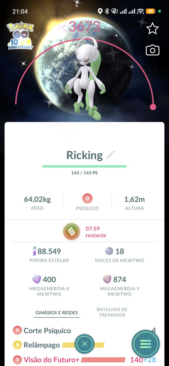 Conta PTC com Mewtwo Shiny BG Planet e BG Mega