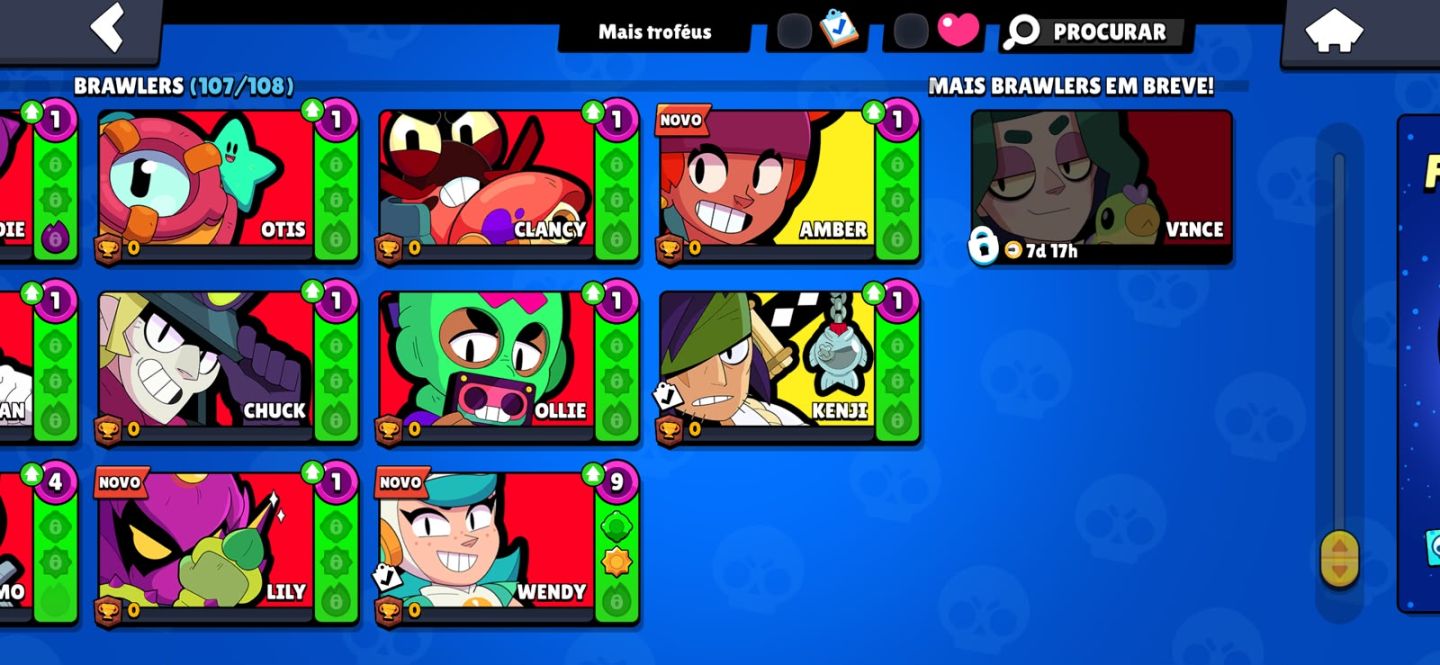 CONTA BRAWL STARS FULL | 48K TROFÉUS | 107/108 BRAWLERS | 262 SKINS | 21 PRESTÍG